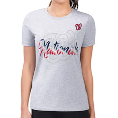 Washington Nationals G-III 4Her by Carl Banks Women's Super-Slim Fit Lightweight Shadow Logo Graphic T-Shirt - Heather Gray T-shirts