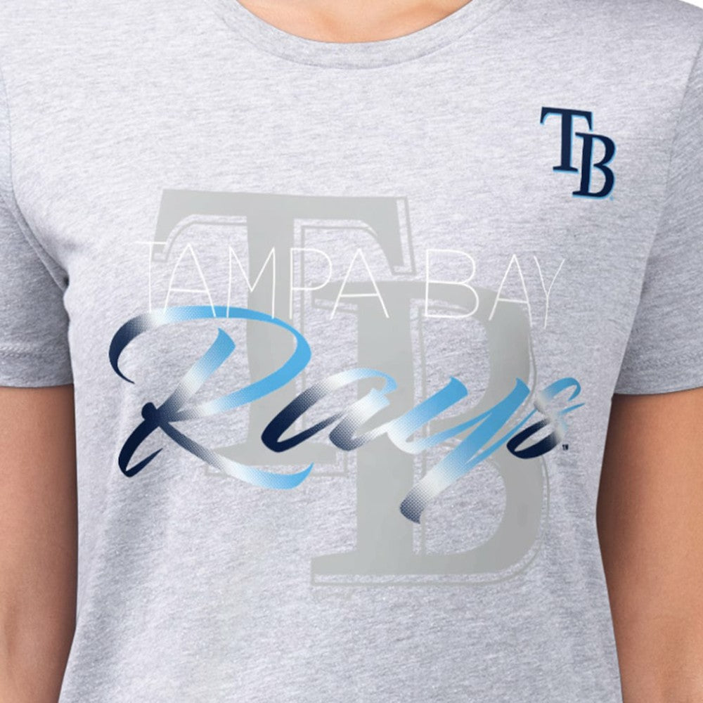 Tampa Bay Rays G-III 4Her by Carl Banks Women's Super-Slim Fit Lightweight Shadow Logo Graphic T-Shirt - Heather Gray T-shirts