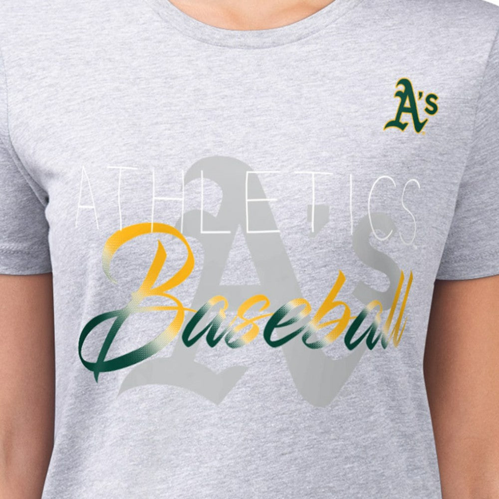 Athletics G-III 4Her by Carl Banks Women's Super-Slim Fit Lightweight Shadow Logo Graphic T-Shirt - Heather Gray T-shirts