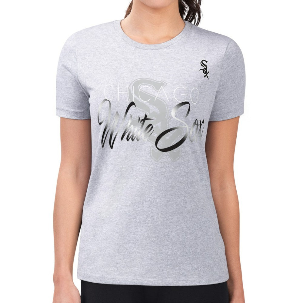Chicago White Sox G-III 4Her by Carl Banks Women's Super-Slim Fit Lightweight Shadow Logo Graphic T-Shirt - Heather Gray T-shirts