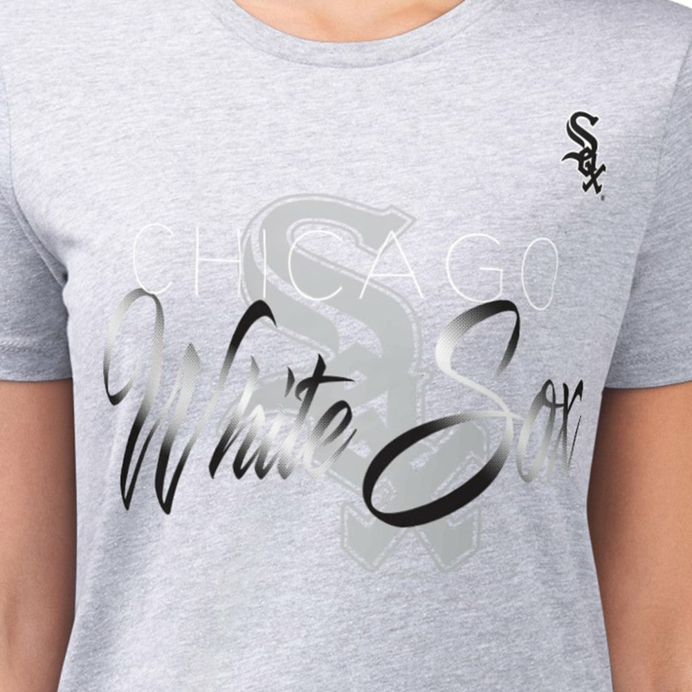 Chicago White Sox G-III 4Her by Carl Banks Women's Super-Slim Fit Lightweight Shadow Logo Graphic T-Shirt - Heather Gray T-shirts
