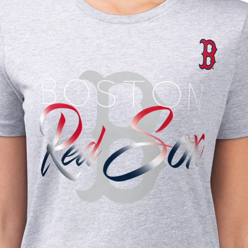 Boston Red Sox G-III 4Her by Carl Banks Women's Super-Slim Fit Lightweight Shadow Logo Graphic T-Shirt - Heather Gray T-shirts