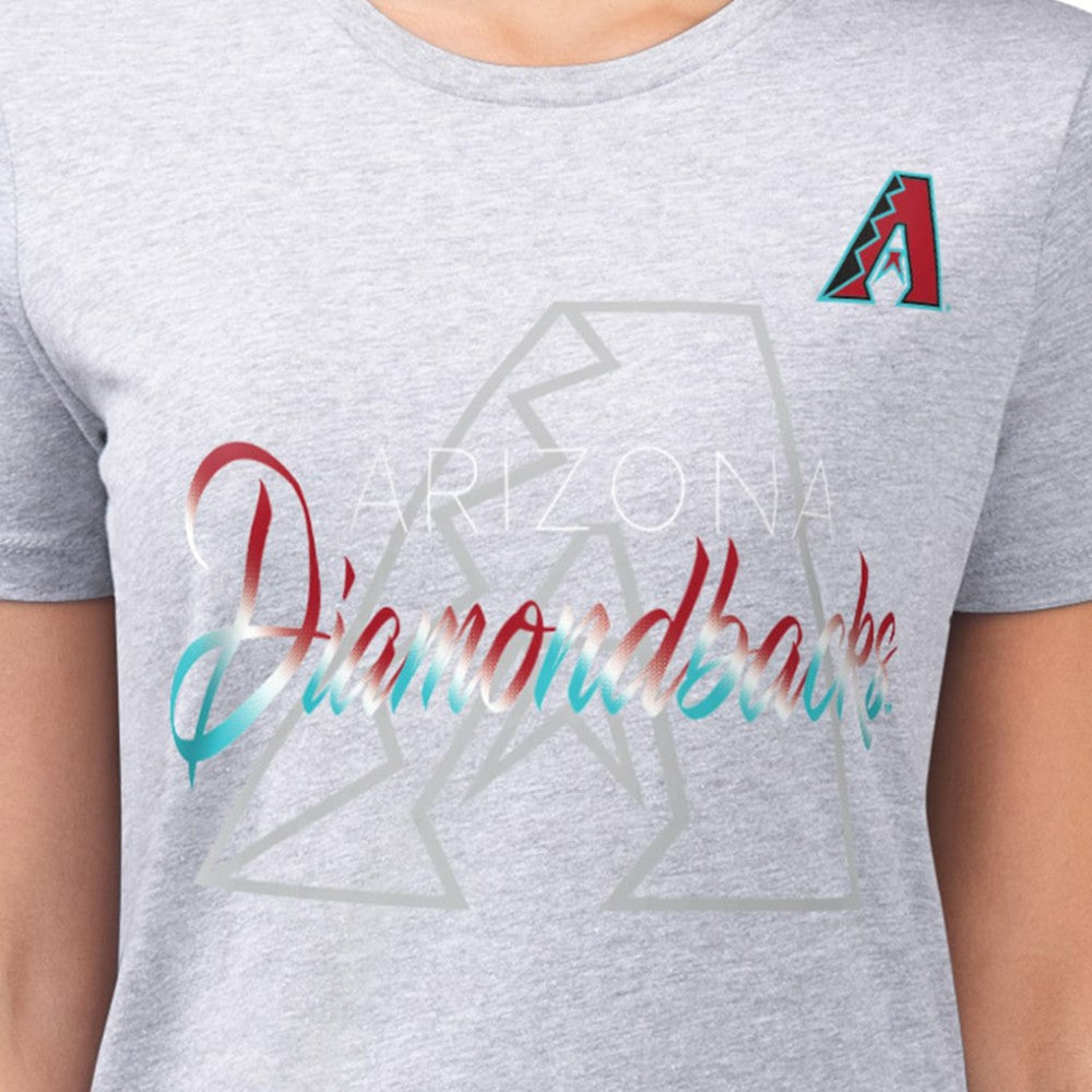 Arizona Diamondbacks G-III 4Her by Carl Banks Women's Super-Slim Fit Lightweight Shadow Logo Graphic T-Shirt - Heather Gray T-shirts
