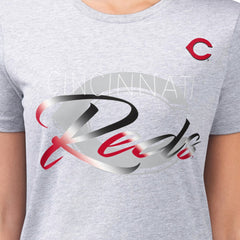 Cincinnati Reds G-III 4Her by Carl Banks Women's Super-Slim Fit Lightweight Shadow Logo Graphic T-Shirt - Heather Gray T-shirts
