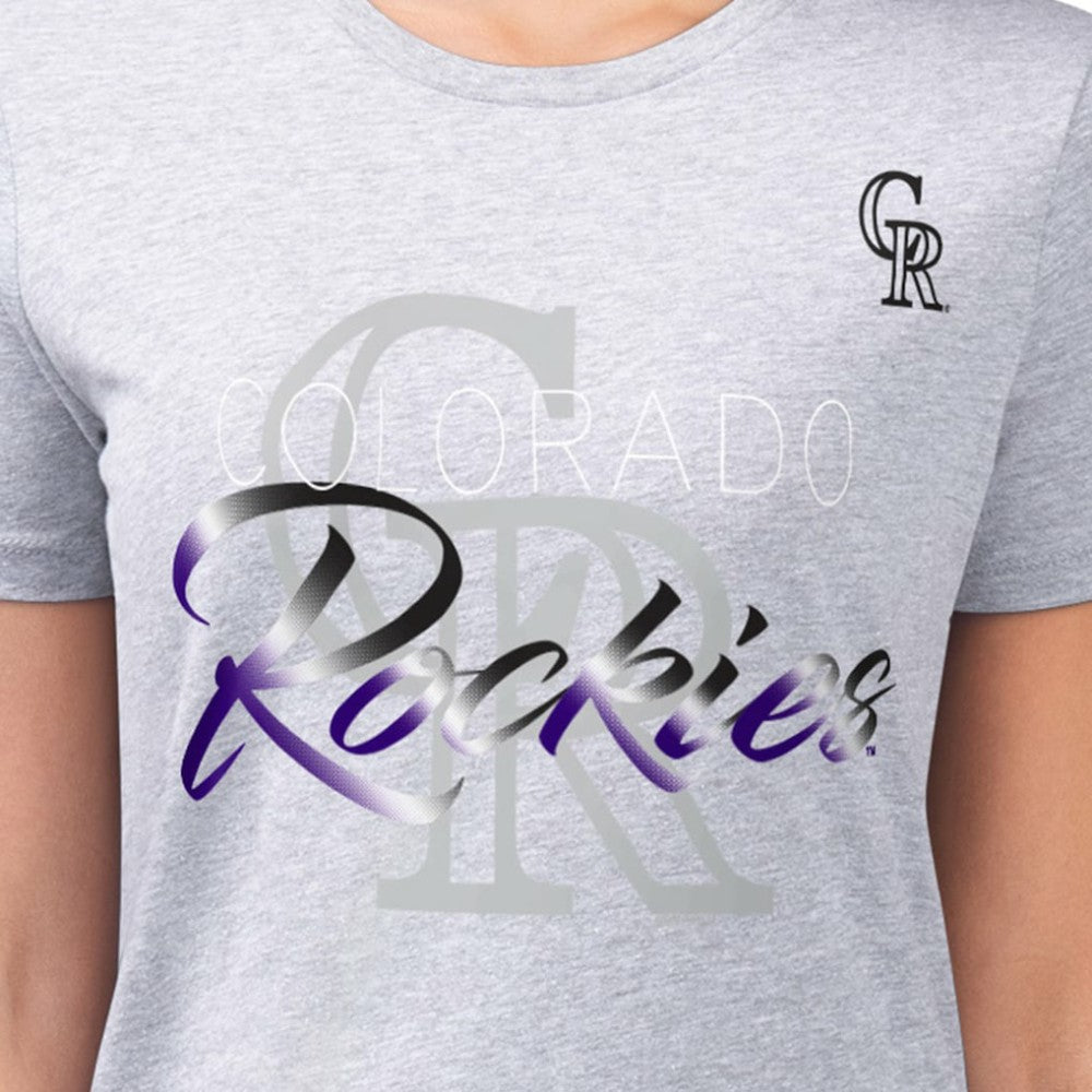 Colorado Rockies G-III 4Her by Carl Banks Women's Super-Slim Fit Lightweight Shadow Logo Graphic T-Shirt - Heather Gray T-shirts