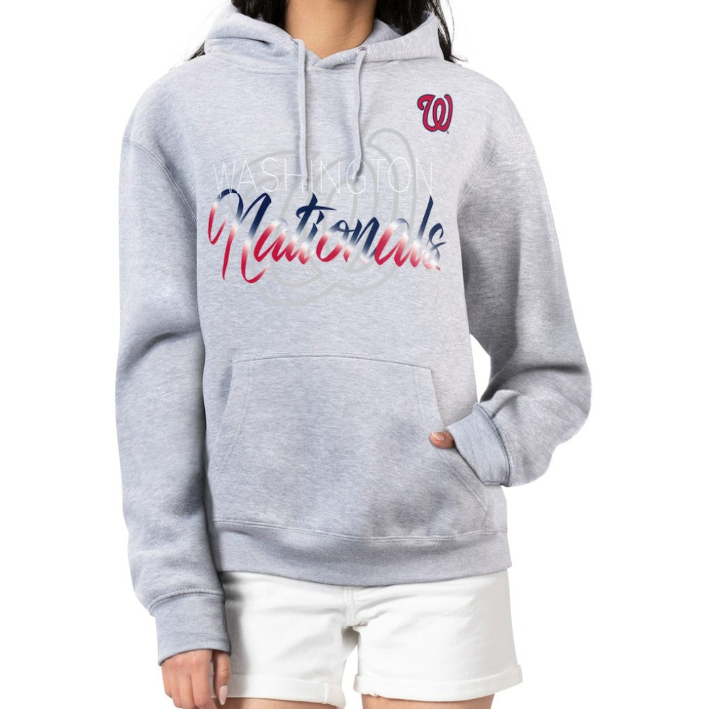 Washington Nationals G-III 4Her by Carl Banks Women's Shadow Logo Graphic Pullover Hoodie - Heather Gray Hoodies