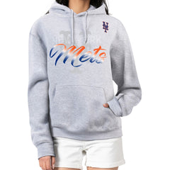 New York Mets G-III 4Her by Carl Banks Women's Shadow Logo Graphic Pullover Hoodie - Heather Gray Hoodies