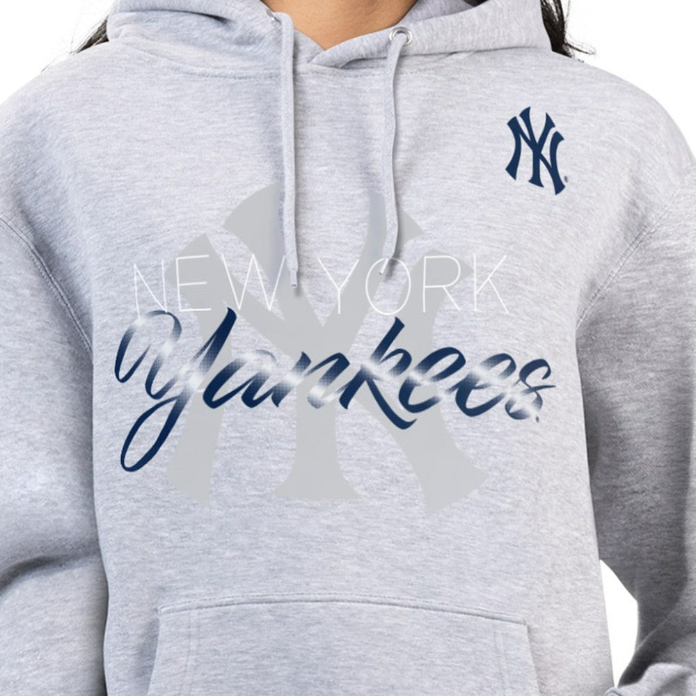 New York Yankees G-III 4Her by Carl Banks Women's Shadow Logo Graphic Pullover Hoodie - Heather Gray Hoodies