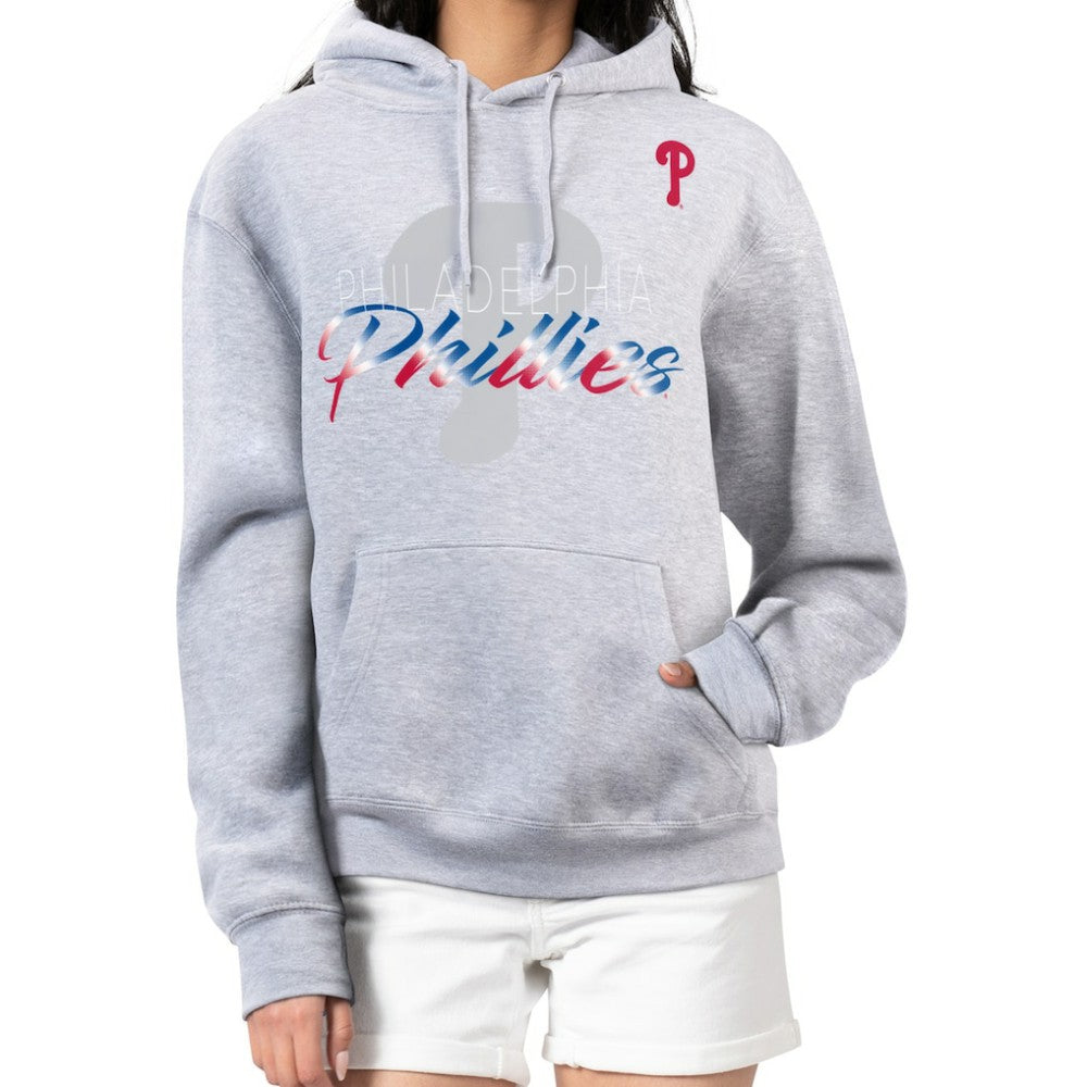 Philadelphia Phillies G-III 4Her by Carl Banks Women's Shadow Logo Graphic Pullover Hoodie - Heather Gray Hoodies