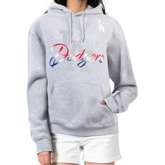 Los Angeles Dodgers G-III 4Her by Carl Banks Women's Shadow Logo Graphic Pullover Hoodie - Heather Gray Hoodies