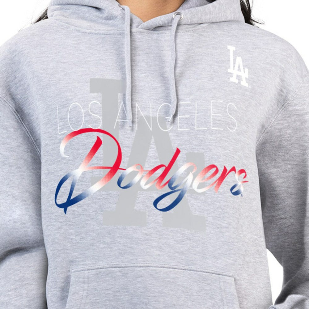Los Angeles Dodgers G-III 4Her by Carl Banks Women's Shadow Logo Graphic Pullover Hoodie - Heather Gray Hoodies