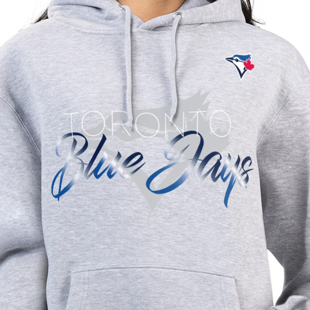 Toronto Blue Jays G-III 4Her by Carl Banks Women's Shadow Logo Graphic Pullover Hoodie - Heather Gray Hoodies