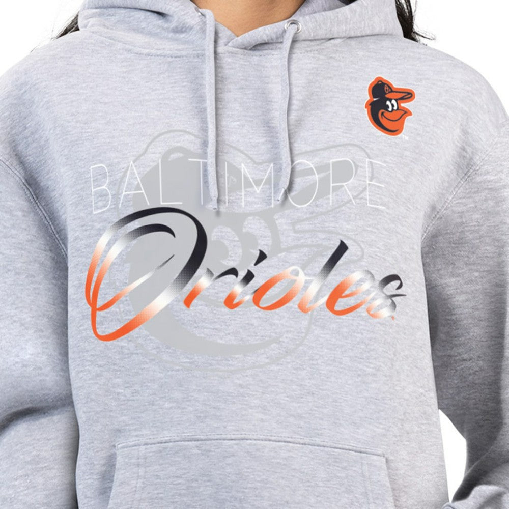 Baltimore Orioles G-III 4Her by Carl Banks Women's Shadow Logo Graphic Pullover Hoodie - Heather Gray Hoodies