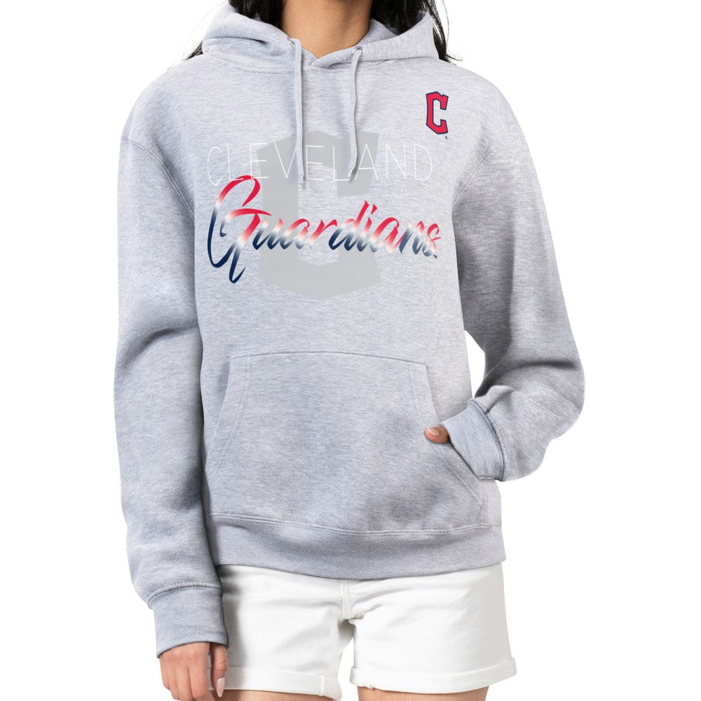 Cleveland Guardians G-III 4Her by Carl Banks Women's Shadow Logo Graphic Pullover Hoodie - Heather Gray Hoodies