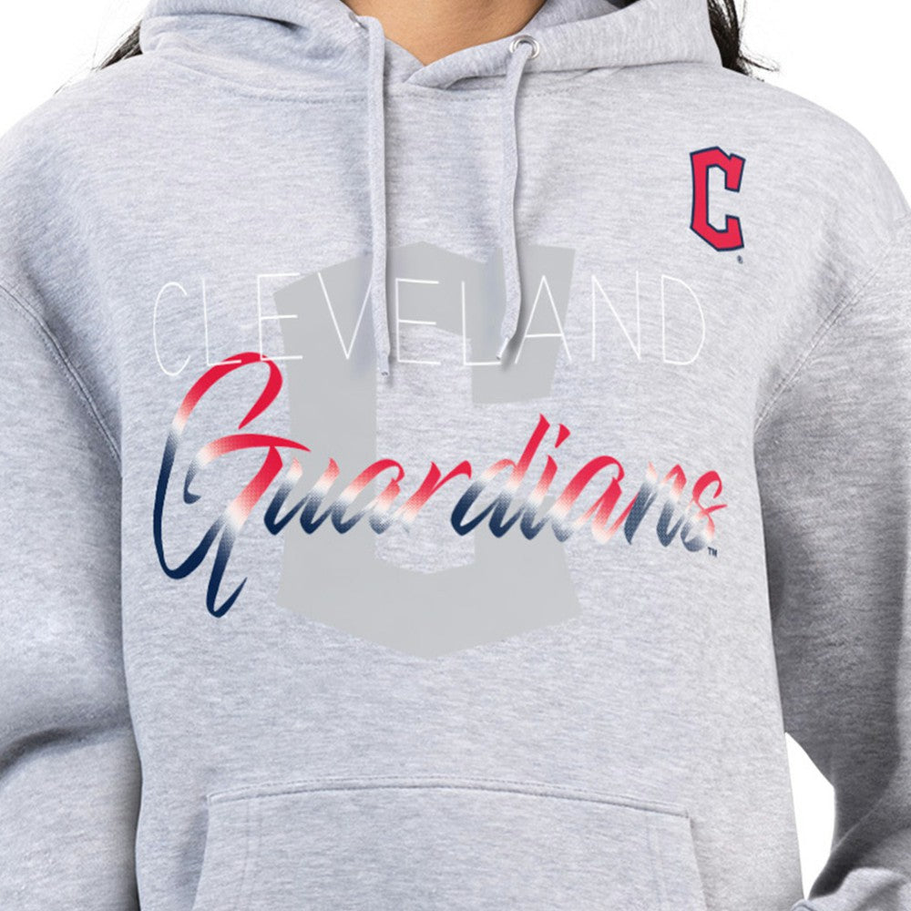 Cleveland Guardians G-III 4Her by Carl Banks Women's Shadow Logo Graphic Pullover Hoodie - Heather Gray Hoodies