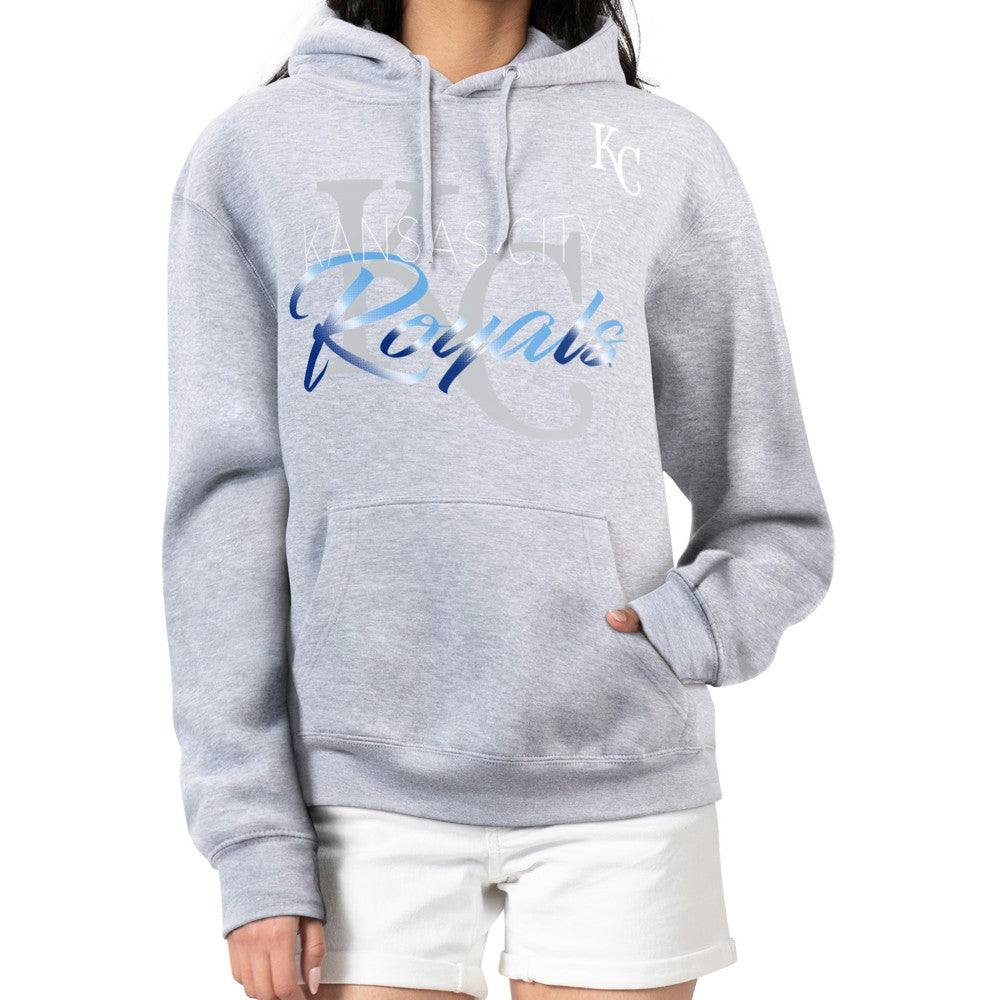 Kansas City Royals G-III 4Her by Carl Banks Women's Shadow Logo Graphic Pullover Hoodie - Heather Gray Hoodies