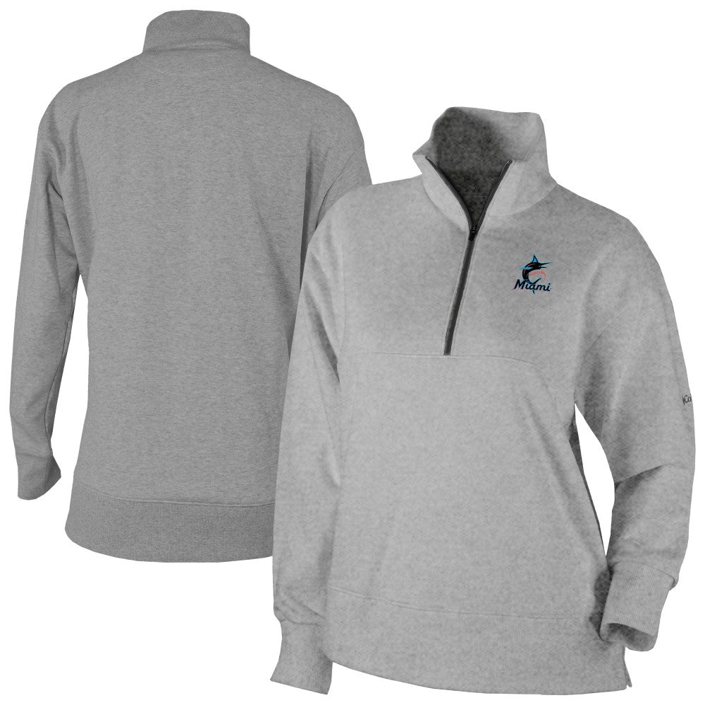 Miami Marlins Columbia Women's Birchwood Hills Quarter-Zip Pullover - Gray Pullover