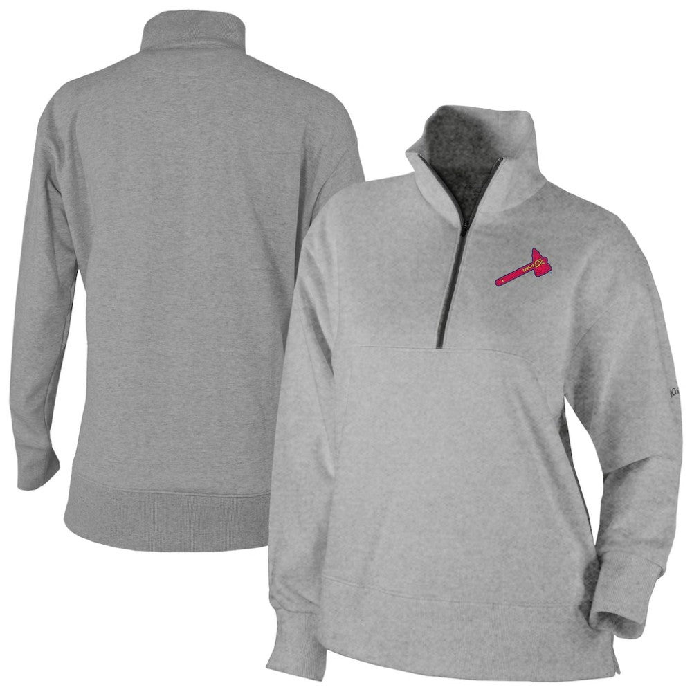 Atlanta Braves Columbia Women's Birchwood Hills Quarter-Zip Pullover - Gray Pullover