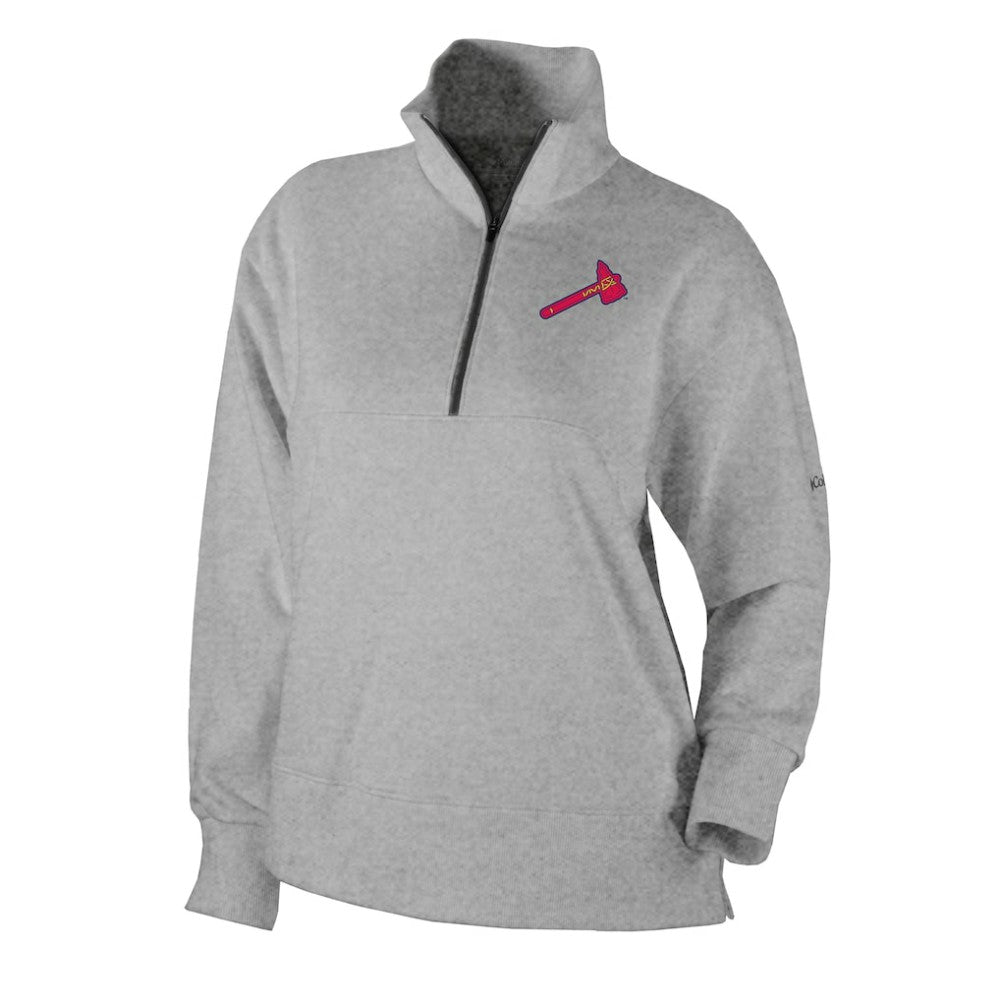 Atlanta Braves Columbia Women's Birchwood Hills Quarter-Zip Pullover - Gray Pullover