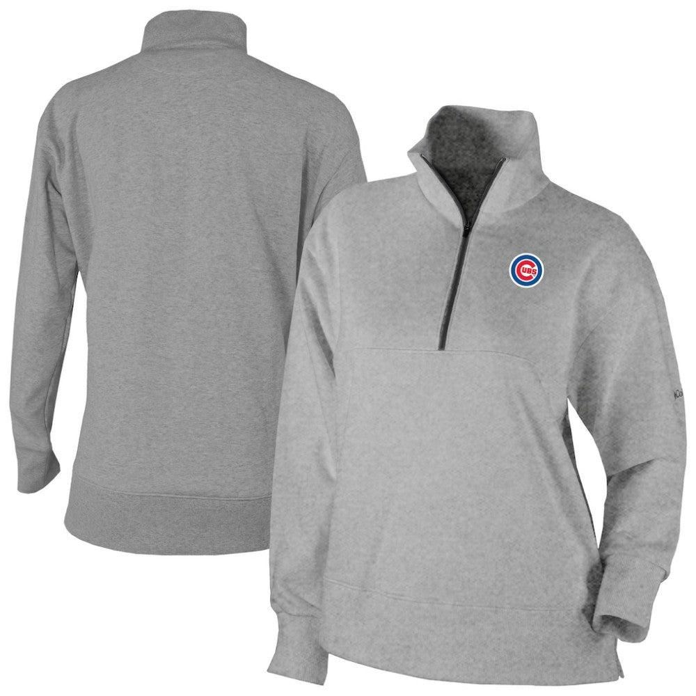 Chicago Cubs Columbia Women's Birchwood Hills Quarter-Zip Pullover - Gray Pullover