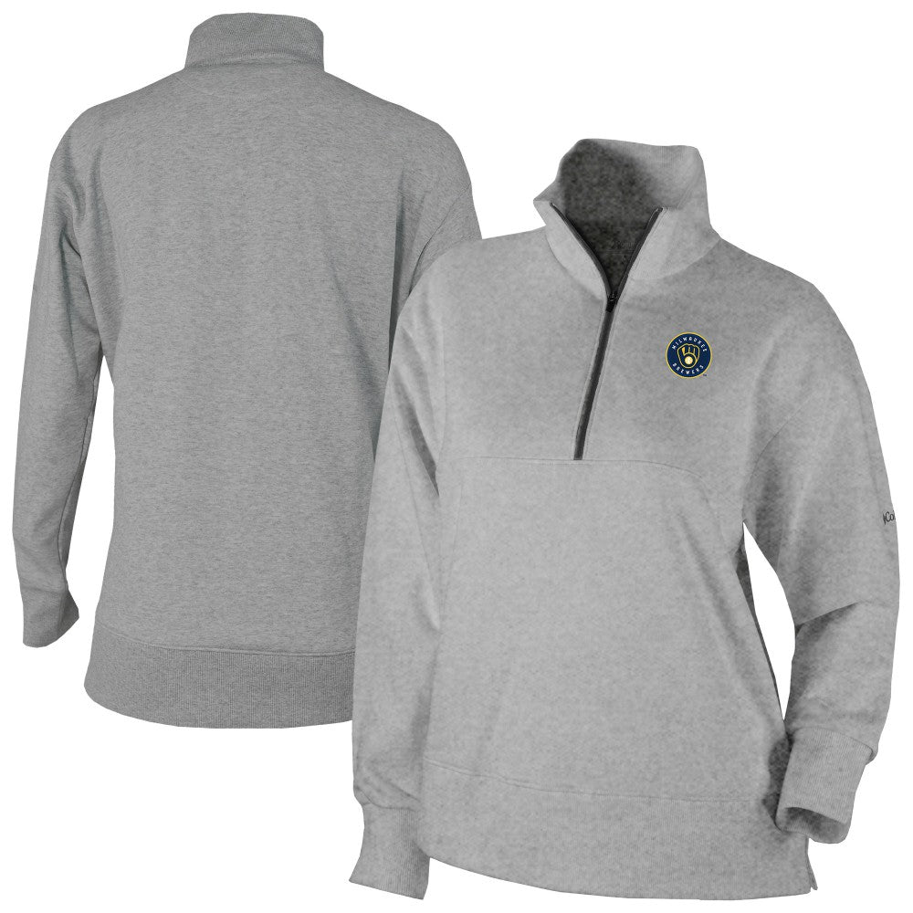 Milwaukee Brewers Columbia Women's Birchwood Hills Quarter-Zip Pullover - Gray Pullover