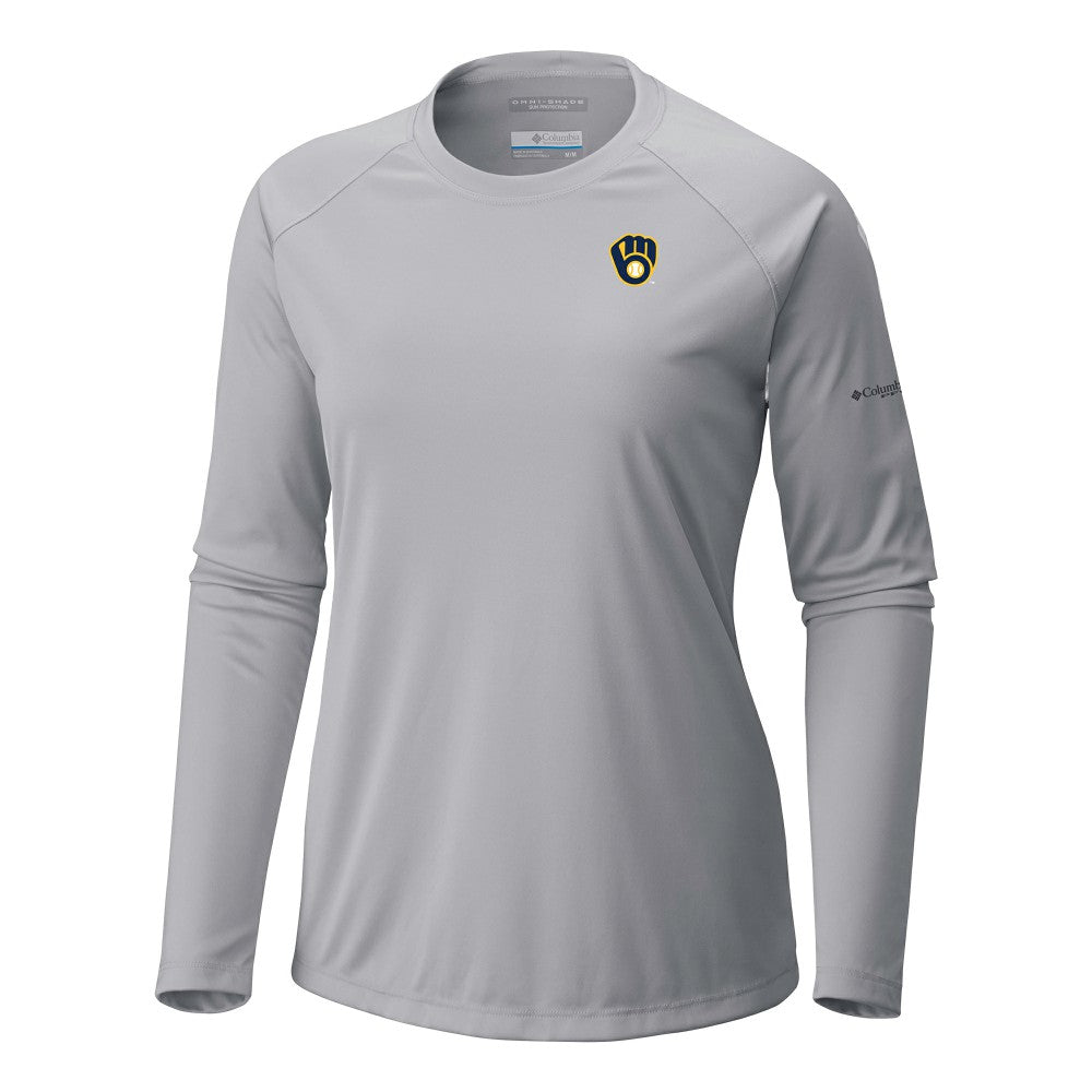 Milwaukee Brewers Columbia Tidal Tee II Long Sleeve T-Shirt - Gray T-shirts