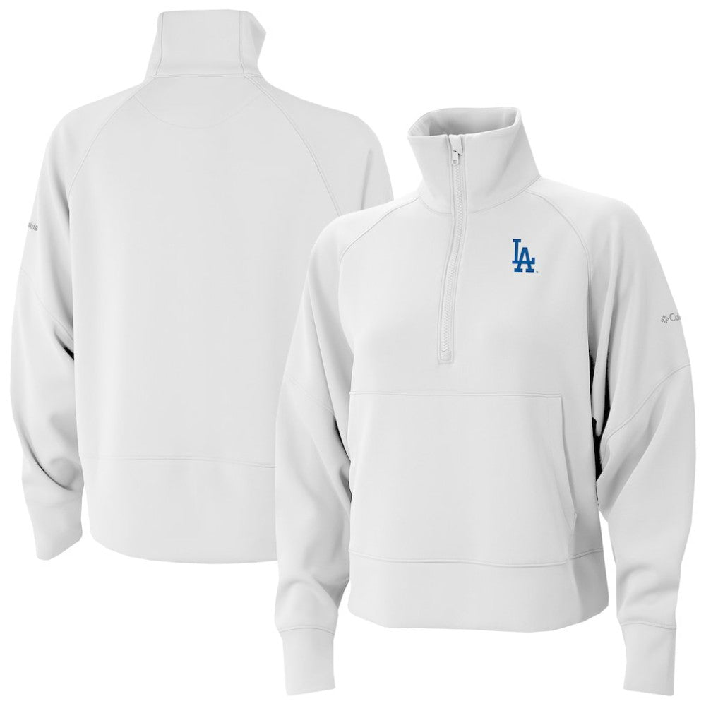 Los Angeles Dodgers Columbia Women's Wickhams Hills Raglan Omni-Wick Quarter-Zip Pullover - White Pullover