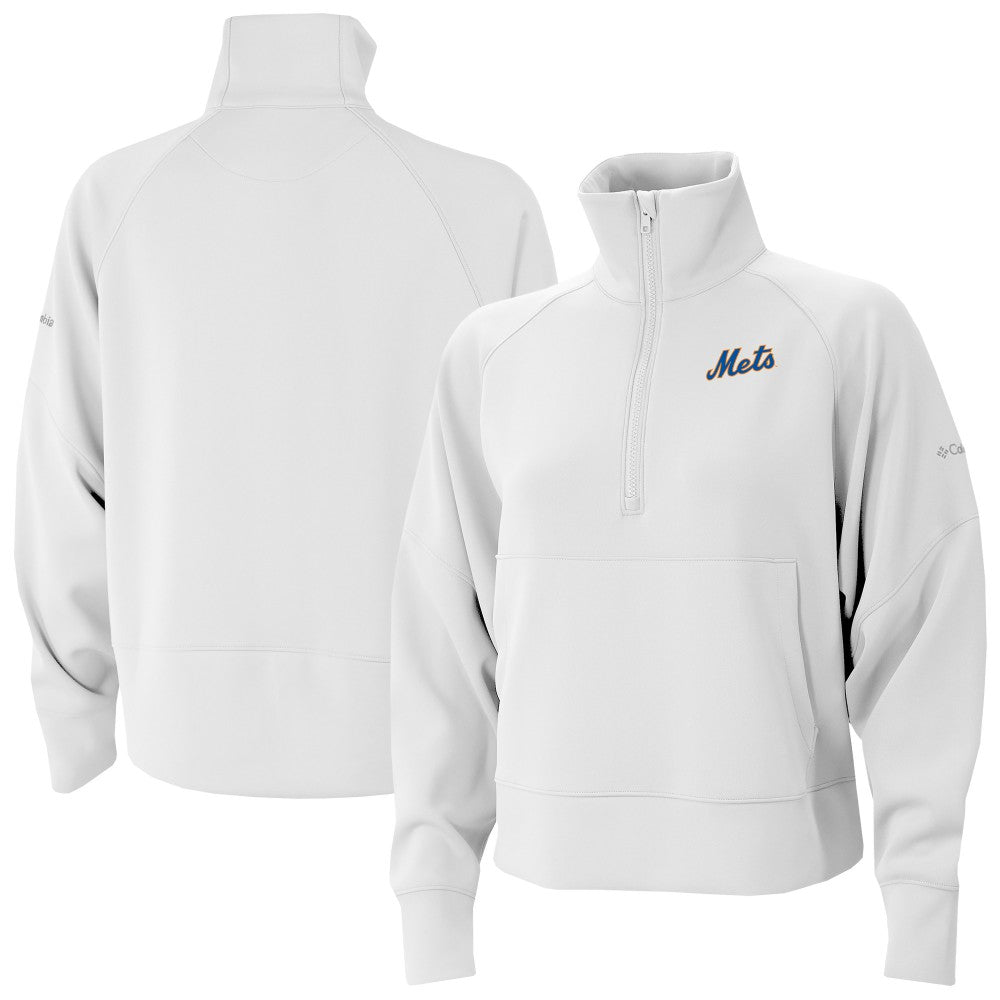 New York Mets Columbia Women's Wickhams Hills Raglan Omni-Wick Quarter-Zip Pullover - White Pullover