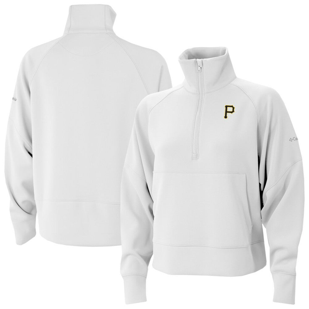 Pittsburgh Pirates Columbia Women's Wickhams Hills Raglan Omni-Wick Quarter-Zip Pullover - White Pullover