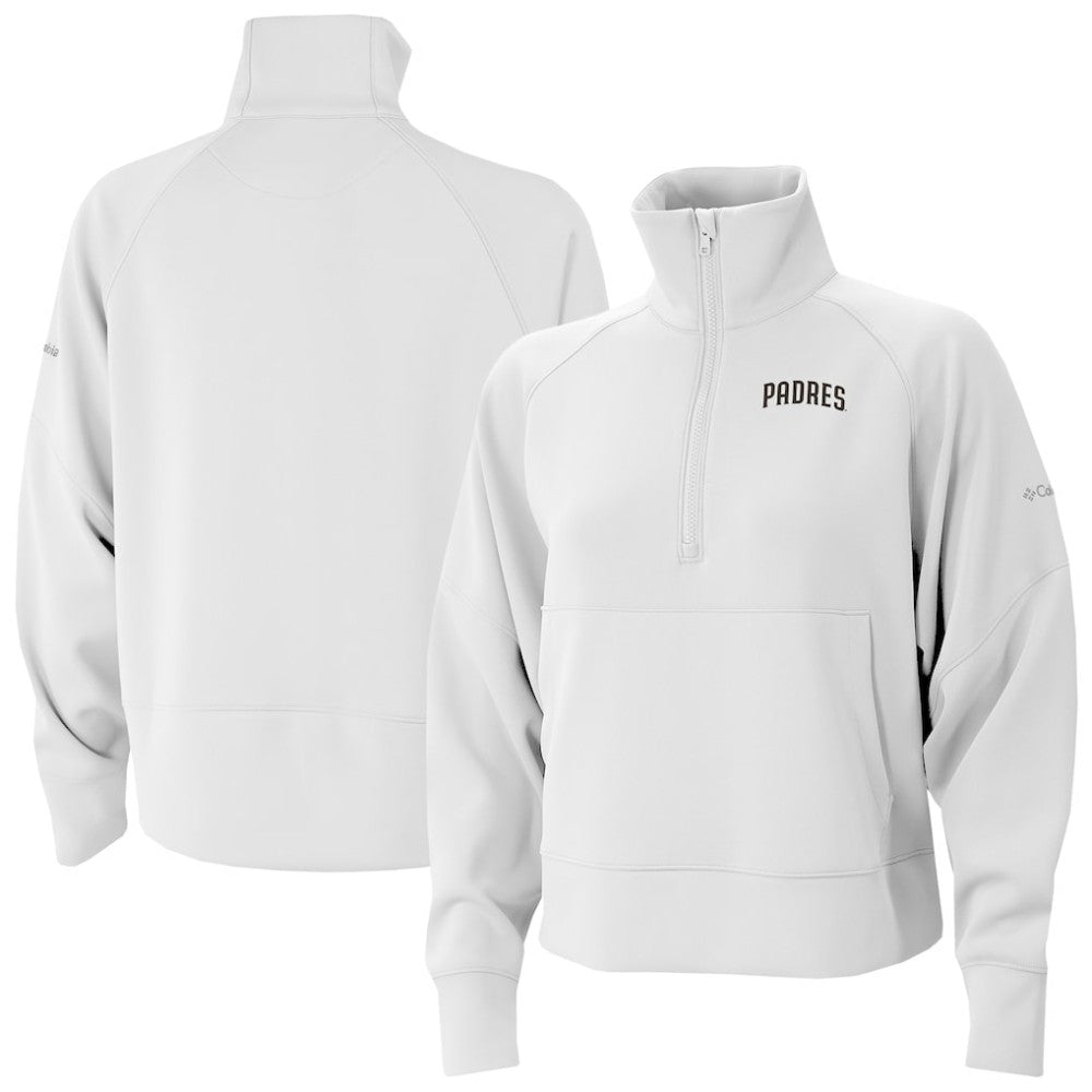 San Diego Padres Columbia Women's Wickhams Hills Raglan Omni-Wick Quarter-Zip Pullover - White Pullover