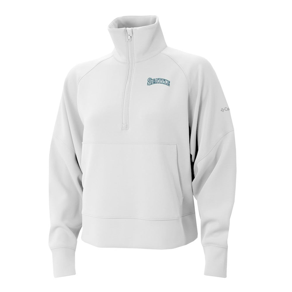 Seattle Mariners Columbia Women's Wickhams Hills Raglan Omni-Wick Quarter-Zip Pullover - White Pullover