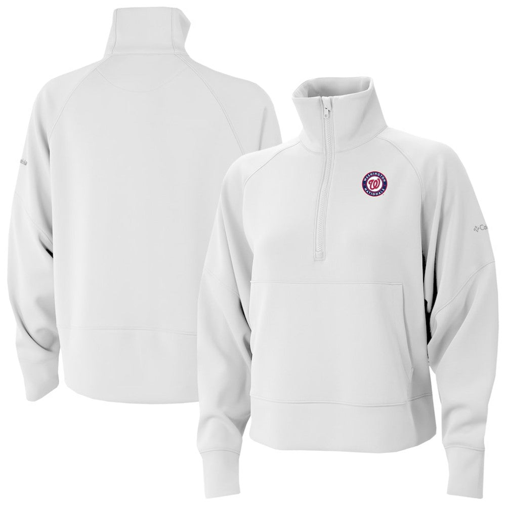 Washington Nationals Columbia Women's Wickhams Hills Raglan Omni-Wick Quarter-Zip Pullover - White Pullover