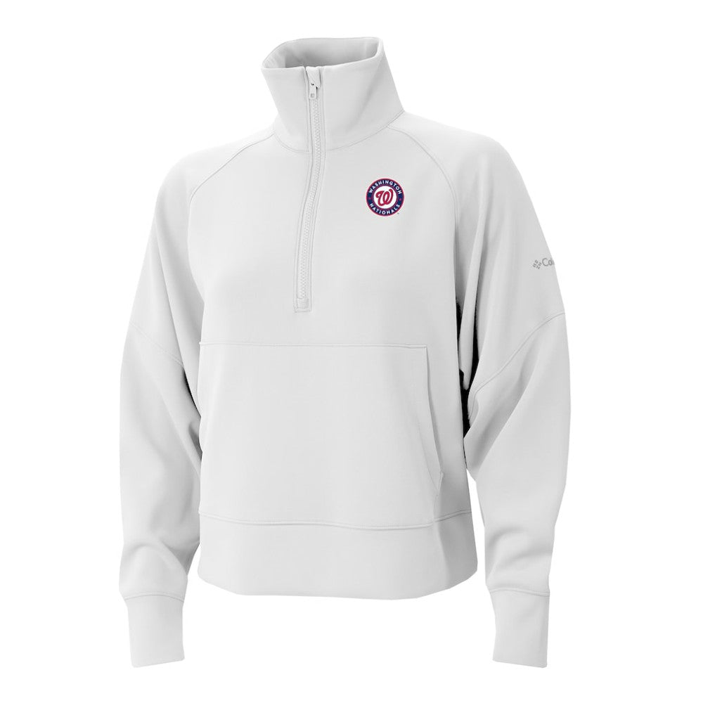 Washington Nationals Columbia Women's Wickhams Hills Raglan Omni-Wick Quarter-Zip Pullover - White Pullover