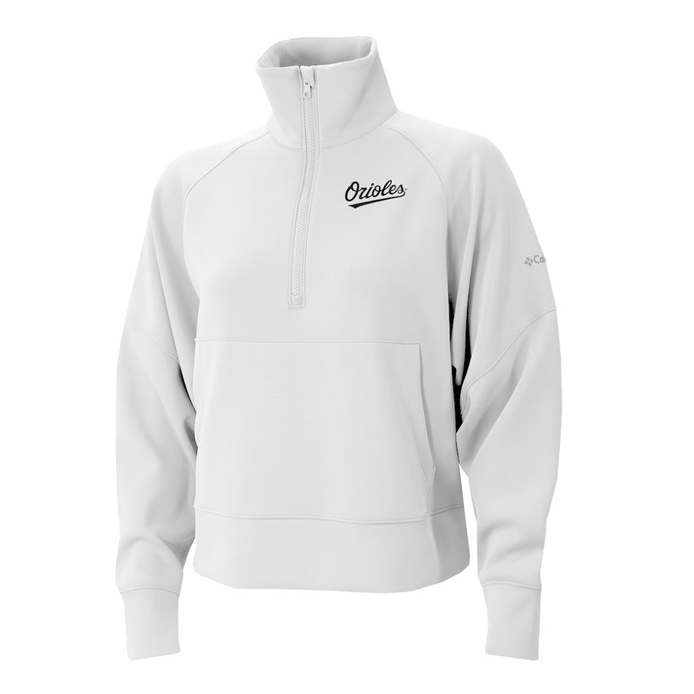 Baltimore Orioles Columbia Women's Wickhams Hills Raglan Omni-Wick Quarter-Zip Pullover - White Pullover