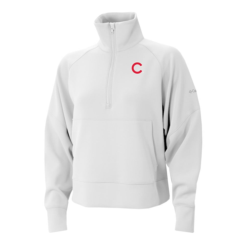 Chicago Cubs Columbia Women's Wickhams Hills Raglan Omni-Wick Quarter-Zip Pullover - White Pullover
