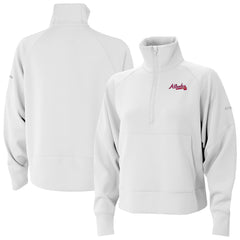 Atlanta Braves Columbia Women's Wickhams Hills Raglan Omni-Wick Quarter-Zip Pullover - White Pullover