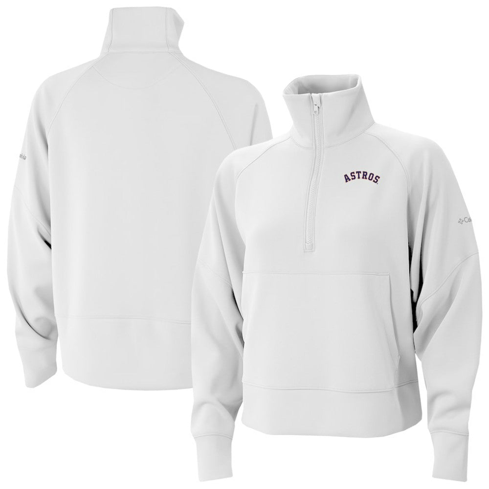 Houston Astros Columbia Women's Wickhams Hills Raglan Omni-Wick Quarter-Zip Pullover - White Pullover