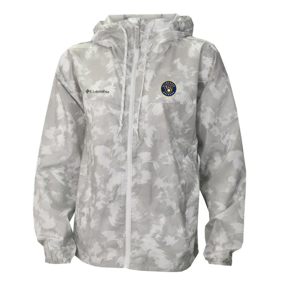 Milwaukee Brewers Columbia Women's Flash Challenger Full-Zip Hoodie Windbreaker Jacket - Gray/White Jackets