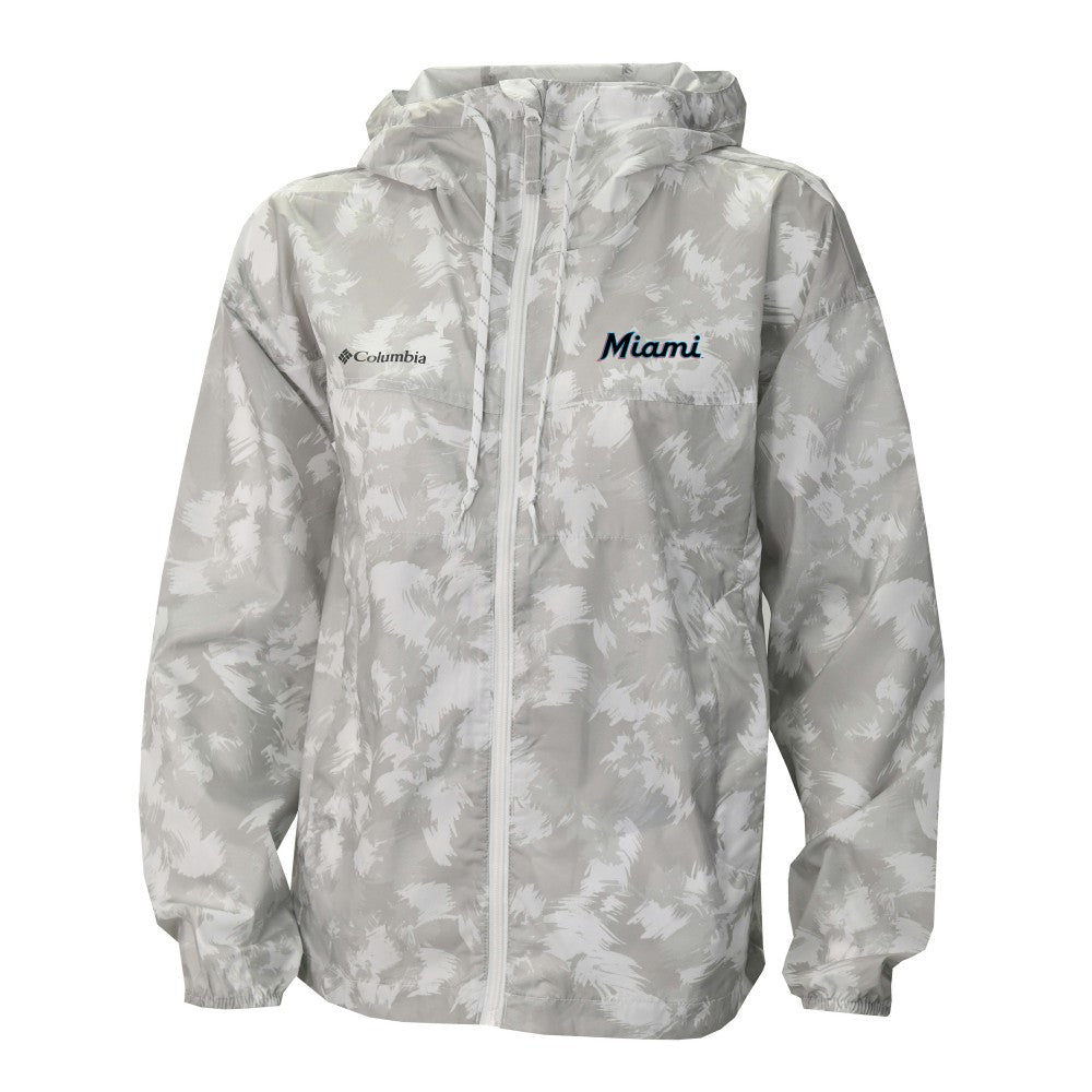 Miami Marlins Columbia Women's Flash Challenger Full-Zip Hoodie Windbreaker Jacket - Gray/White Jackets