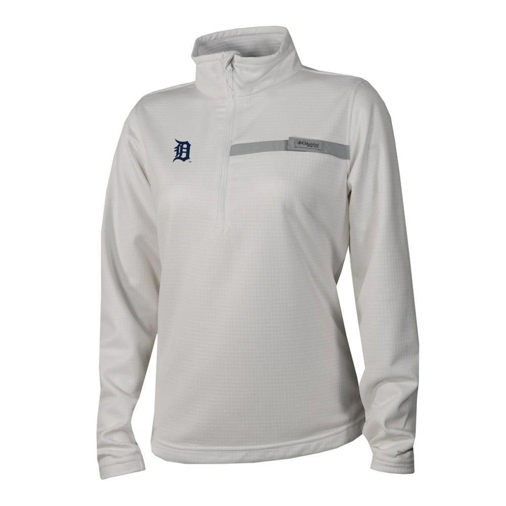 Detroit Tigers Columbia Women's Skiff Guide Fleece Half-Zip Pullover Jacket - White Jackets