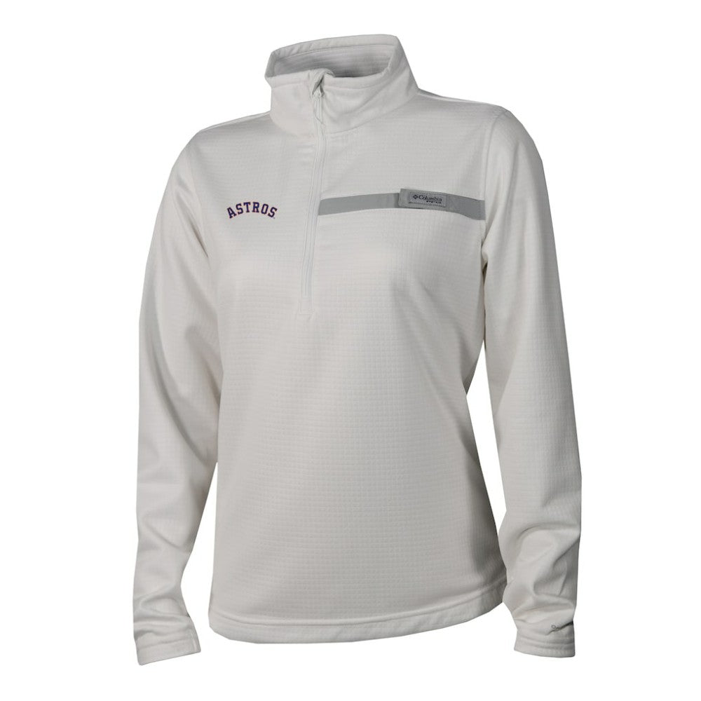Houston Astros Columbia Women's Skiff Guide Fleece Half-Zip Pullover Jacket - White Jackets