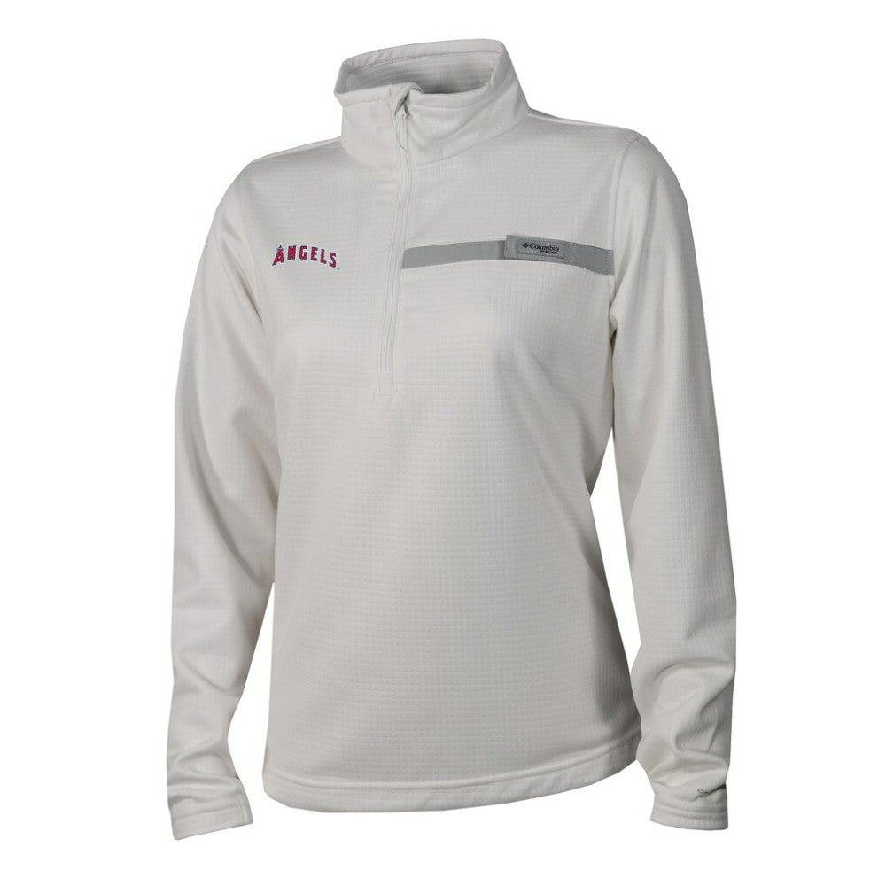 Los Angeles Angels Columbia Women's Skiff Guide Fleece Half-Zip Pullover Jacket - White Jackets