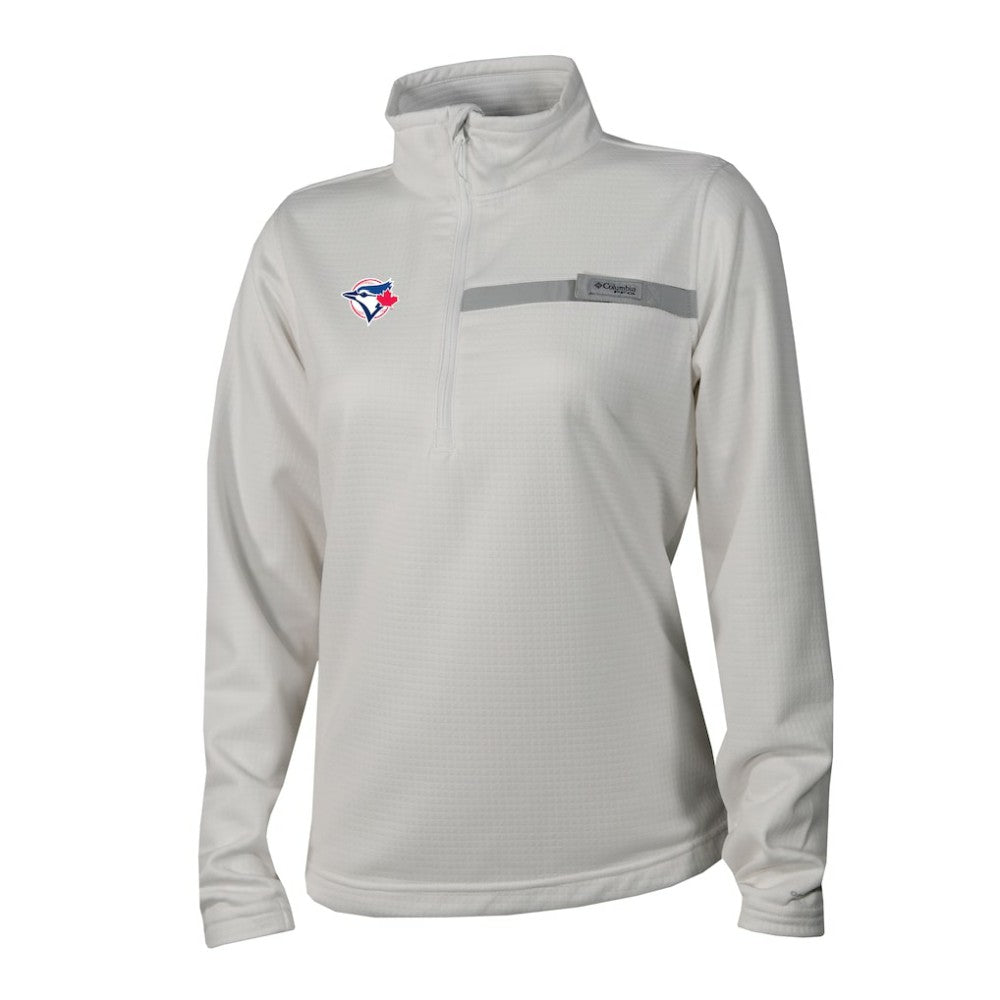 Toronto Blue Jays Columbia Women's Skiff Guide Fleece Half-Zip Pullover Jacket - White Jackets
