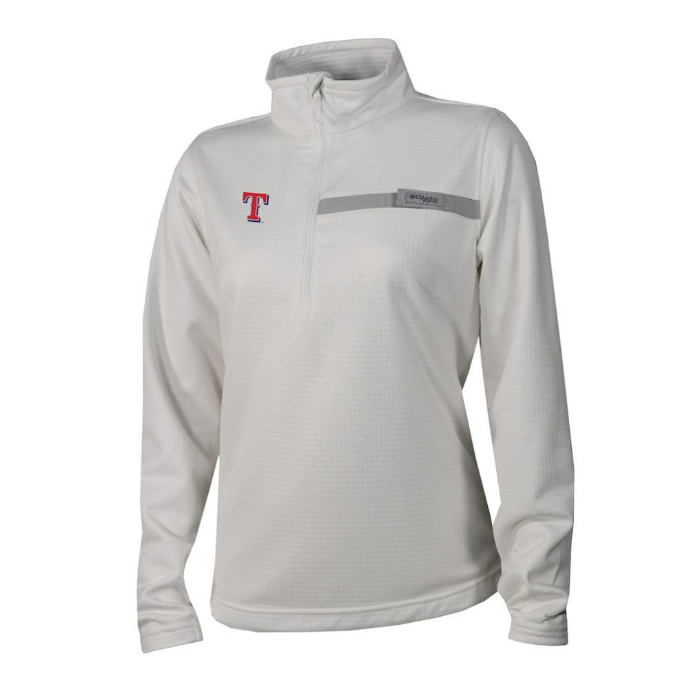Texas Rangers Columbia Women's Skiff Guide Fleece Half-Zip Pullover Jacket - White Jackets