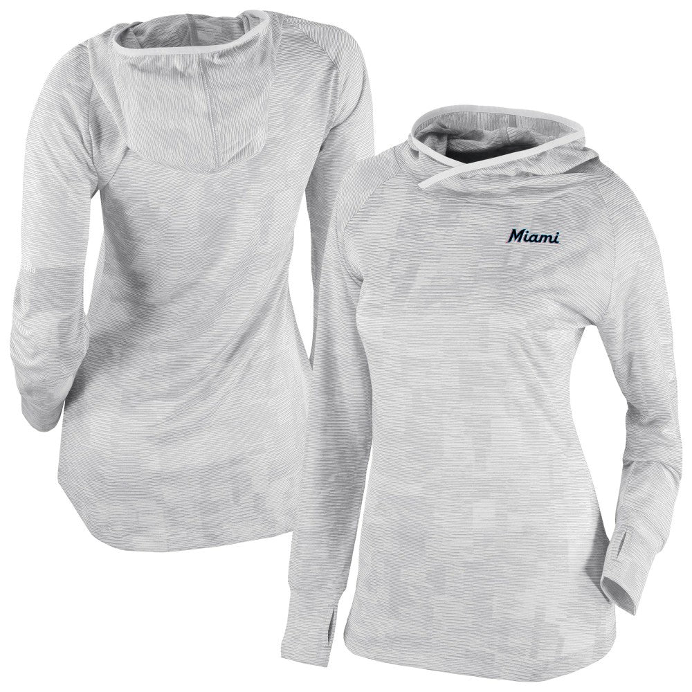 Miami Marlins Columbia Women's Omni-Wick Sunday Ball Raglan Pullover Hoodie - White Hoodies