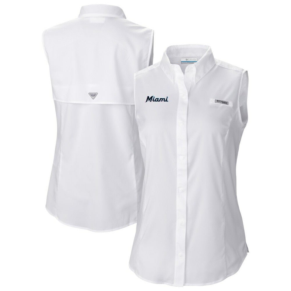 Miami Marlins Columbia Women's Tamiami Sleeveless Shirt - White