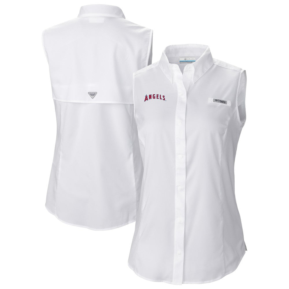 Los Angeles Angels Columbia Women's Tamiami Sleeveless Shirt - White
