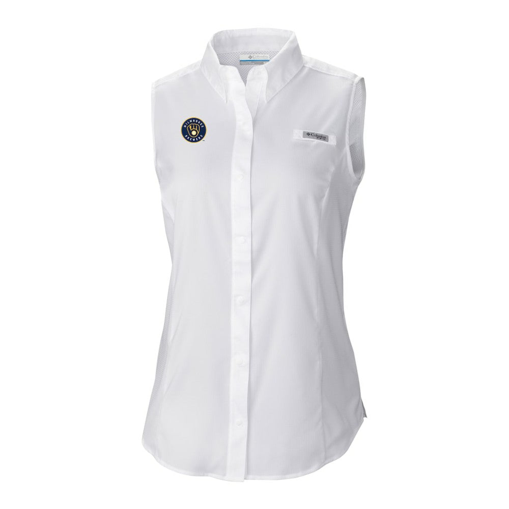 Milwaukee Brewers Columbia Women's Tamiami Sleeveless Shirt - White