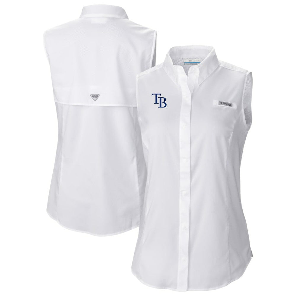 Tampa Bay Rays Columbia Women's Tamiami Sleeveless Shirt - White