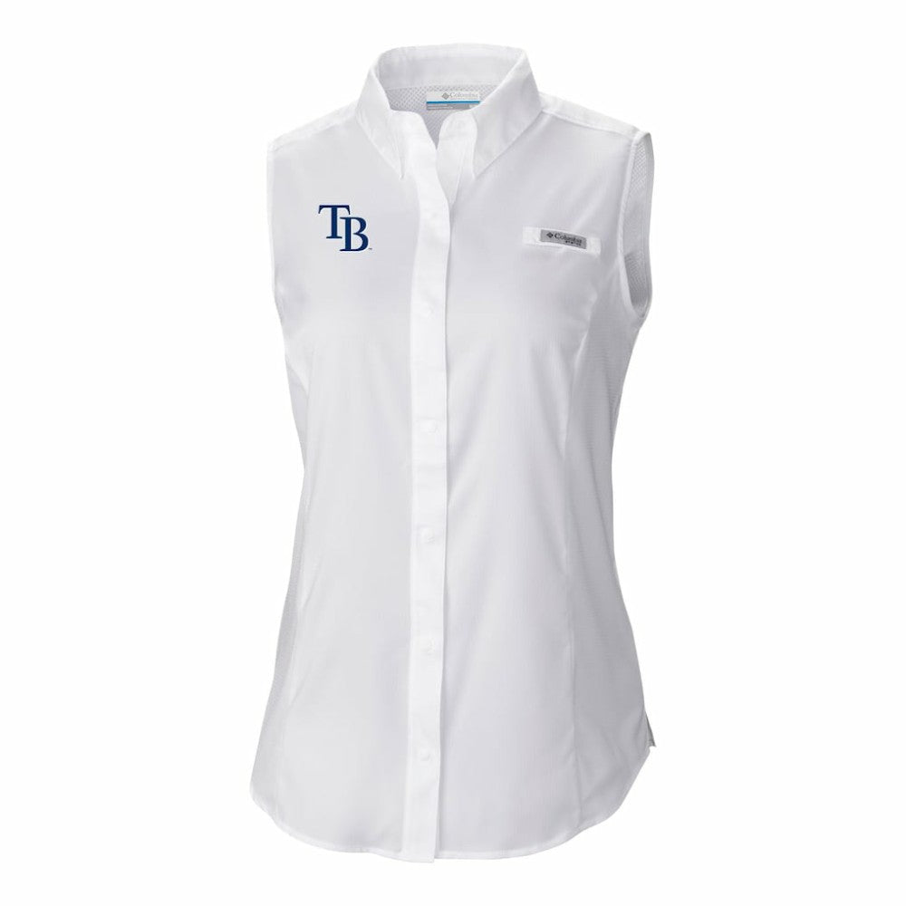 Tampa Bay Rays Columbia Women's Tamiami Sleeveless Shirt - White